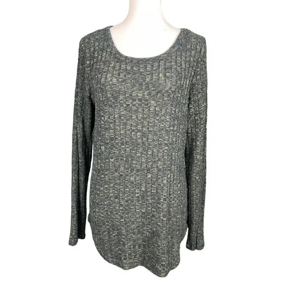 No Boundaries Shirt Size XL (15-17) Dark Green Black Ribbed Knit Long Sleeve - Picture 1 of 6